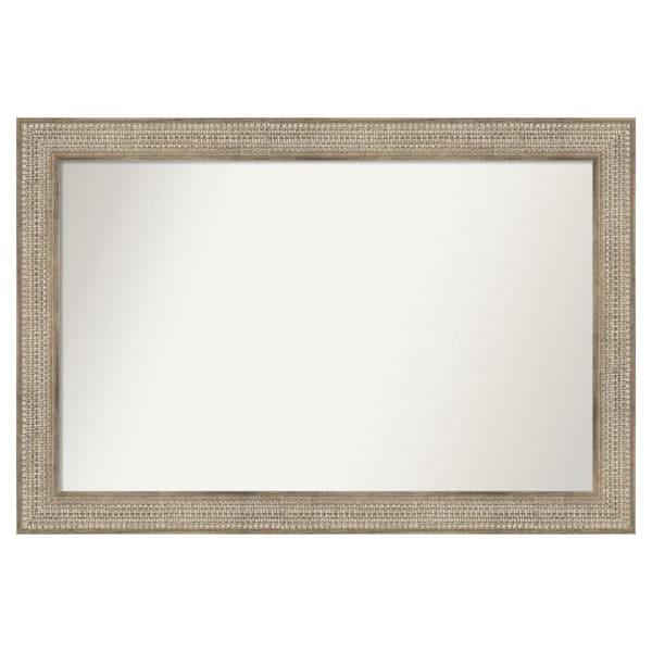 Amanti Art Trellis Silver 46 in. x 31 in. Custom Non-Beveled Wood Framed Bathroom Vanity Wall Mirror