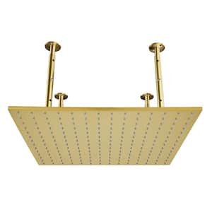 1-Spray Patterns with 2.5 GPM 20 in. Ceiling Mount Rain Fixed Shower Head in Brushed Gold