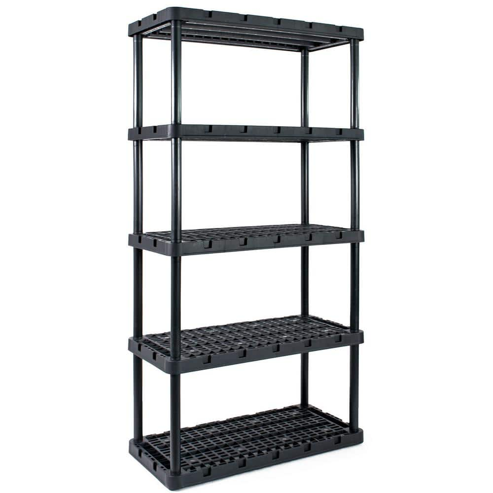 GRACIOUS LIVING Knect A Shelf Black 5-Tier Heavy Duty Ventilated ...