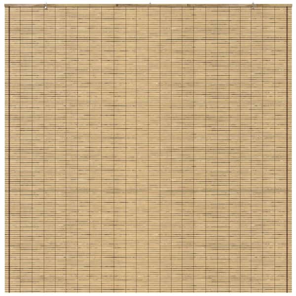 Oriental Furniture Burnt Bamboo Cordless Window Shade Tortoise 72 in. W x 72 in. L