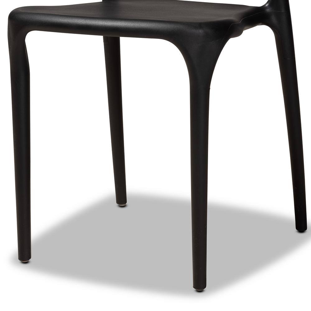 Black Low Plastic Arm Chair with Cane Backrest