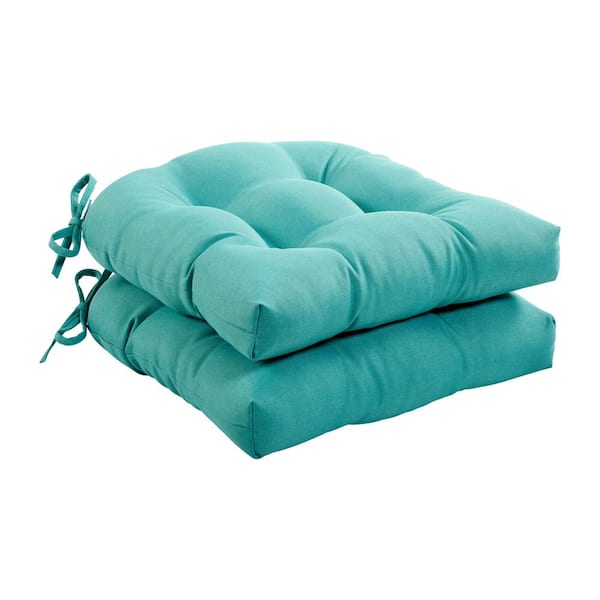 HAVEN WAY 19 in. x 19 in. 1-Piece Universal Outdoor Tufted Dining Chair Cushion in Turquoise (2-Pack)