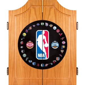 NBA Logo with All Teams Wood Finish Dart Cabinet Set