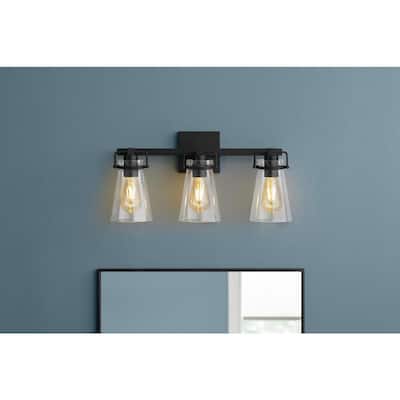Stonedale 20 in. 3-Light Black Vanity Light