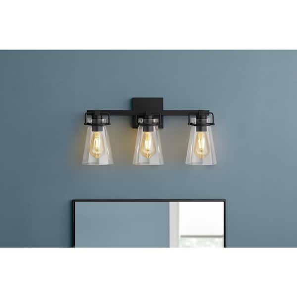 Stonedale 20 in. 3-Light Black Vanity Light