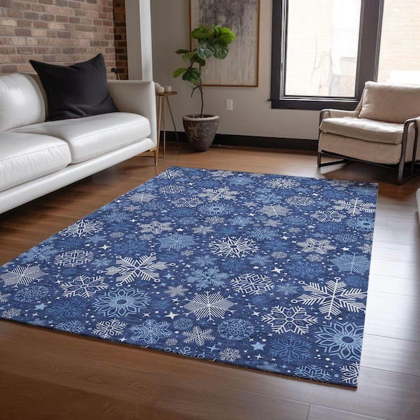 Chantille Machine Washable Indoor/Outdoor Abstract ACN1823 Navy 5 ft. x 7 ft. 6 in. Area Rug