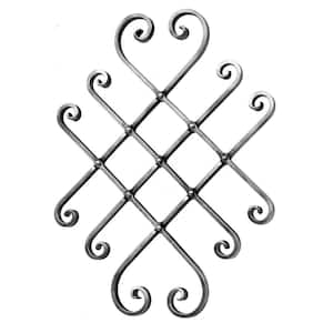 22-7/8 in. x 17-5/16 in. x 0.625 in. W Wrought Iron Square Riveted Hinged Expandable Design Rosette Panel with Scrolls