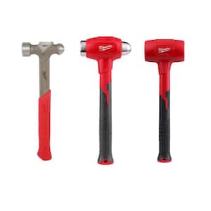 48 oz. Dead Blow Hammer with 32 oz. Dead Blow Ball Peen Hammer and 24 oz. Steel Ball Peen Hammer (3-Piece)