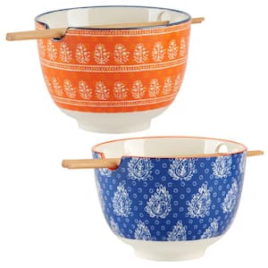 Carnival 24.92 fl. oz. Multi-Colored Porcelain Soup Bowls (Set of 2)