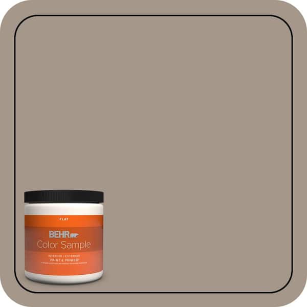 BEHR PREMIUM PLUS 8 oz. #PPU5-07 Studio Taupe Flat Interior/Exterior Paint & Primer Color Sample