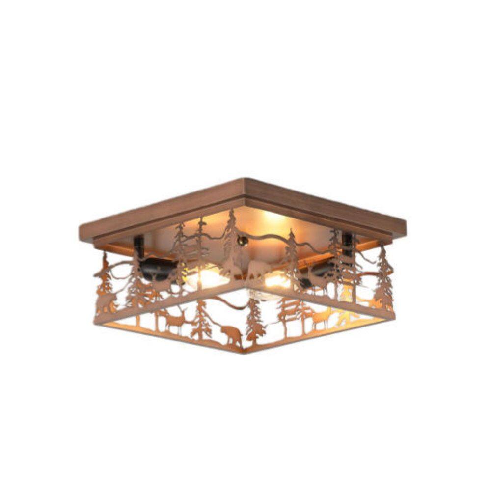 11 in. 2-Light Bronze Rectangle Industrial Farmhouse Flush Mount Ceiling Light with Turnable Light Cap for Hallway price history on PriceWatchPro