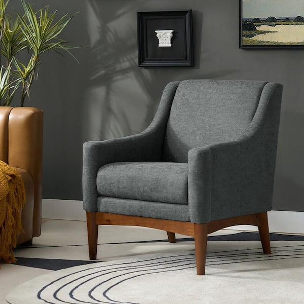 JAYDEN CREATION Gerard Charcoal Armchair with Solid Wood Legs