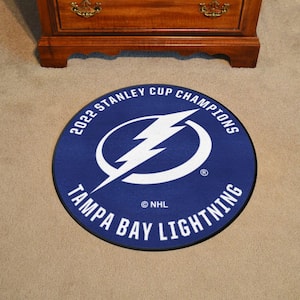 Tampa Bay Lightning Blue 2 ft. Round 2022 Stanley Cup Championship Puck Mat Accent Rug