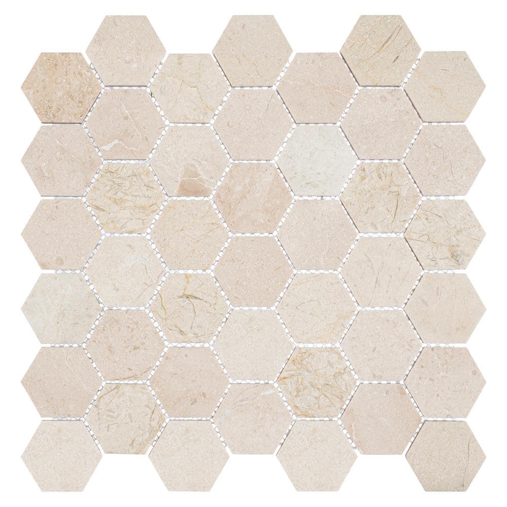 Latte Hexagon Marble Honeycomb Mosaic Tile Sheet