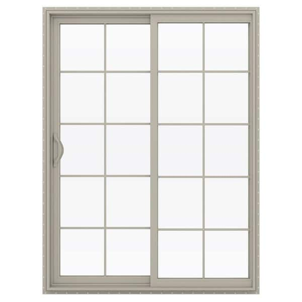 JELD-WEN 60 in. x 80 in. V-2500 Desert Sand Vinyl Left-Hand 10 Lite Sliding Patio Door