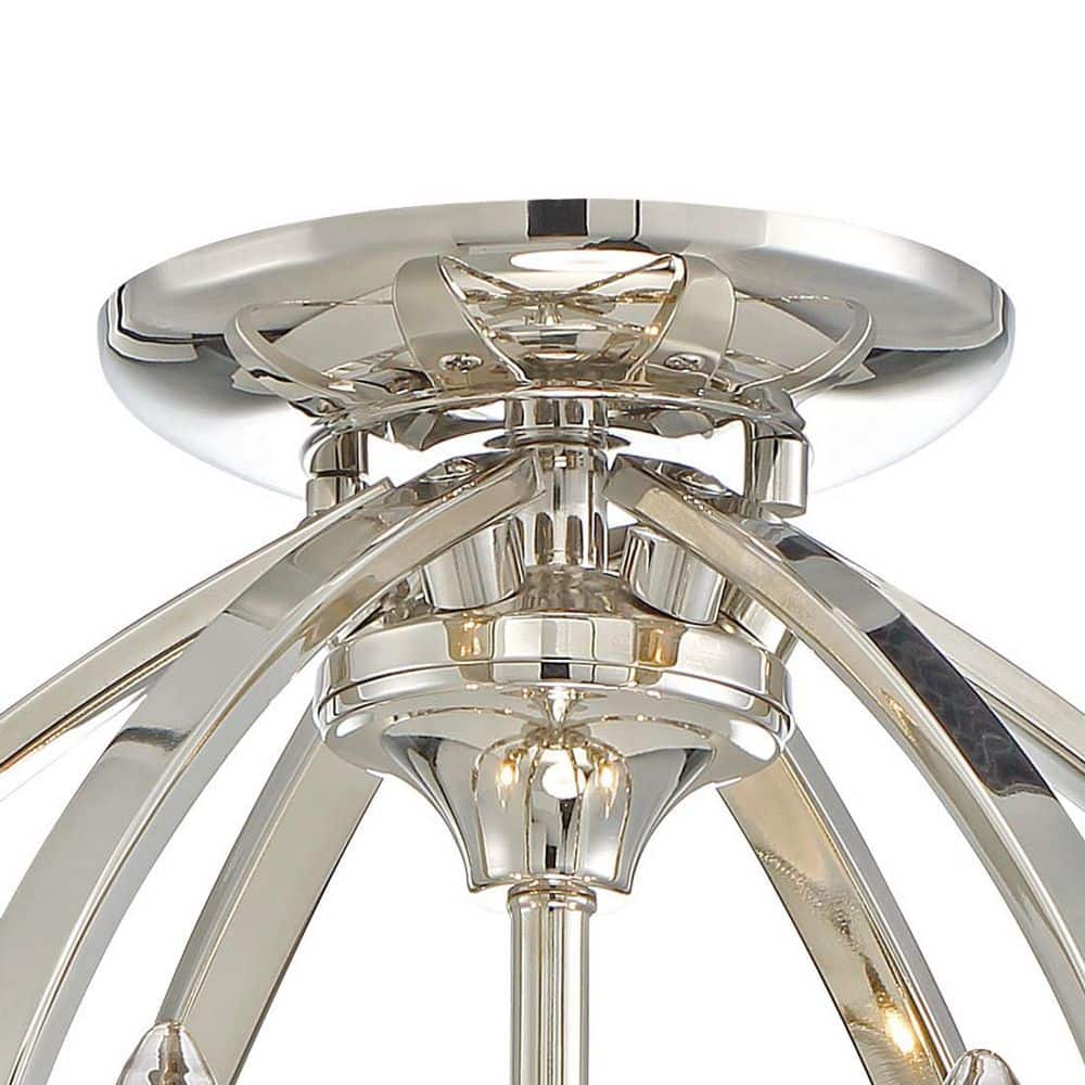 Polished Nickel 3-Light Semi Flush Mount Ceiling Fixture