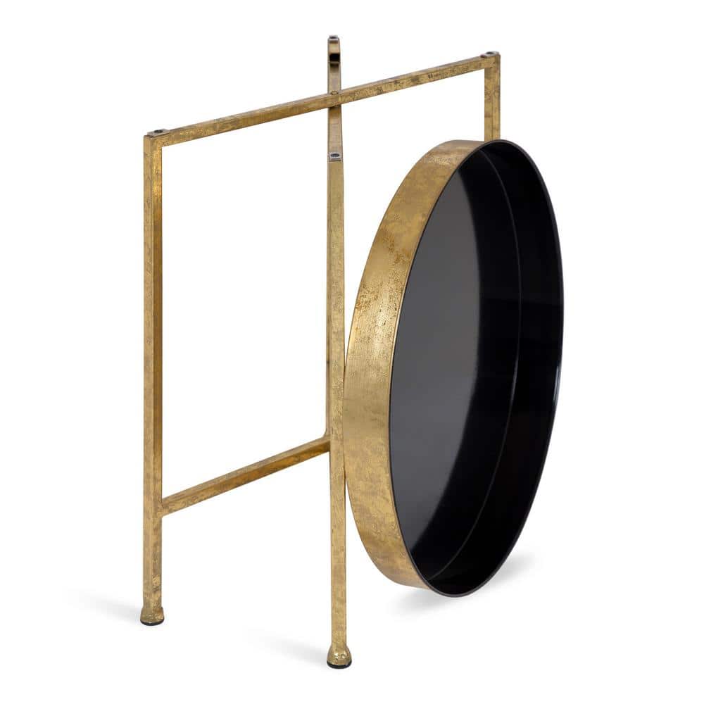 Celia 21" Black and Gold Round Metal End Table