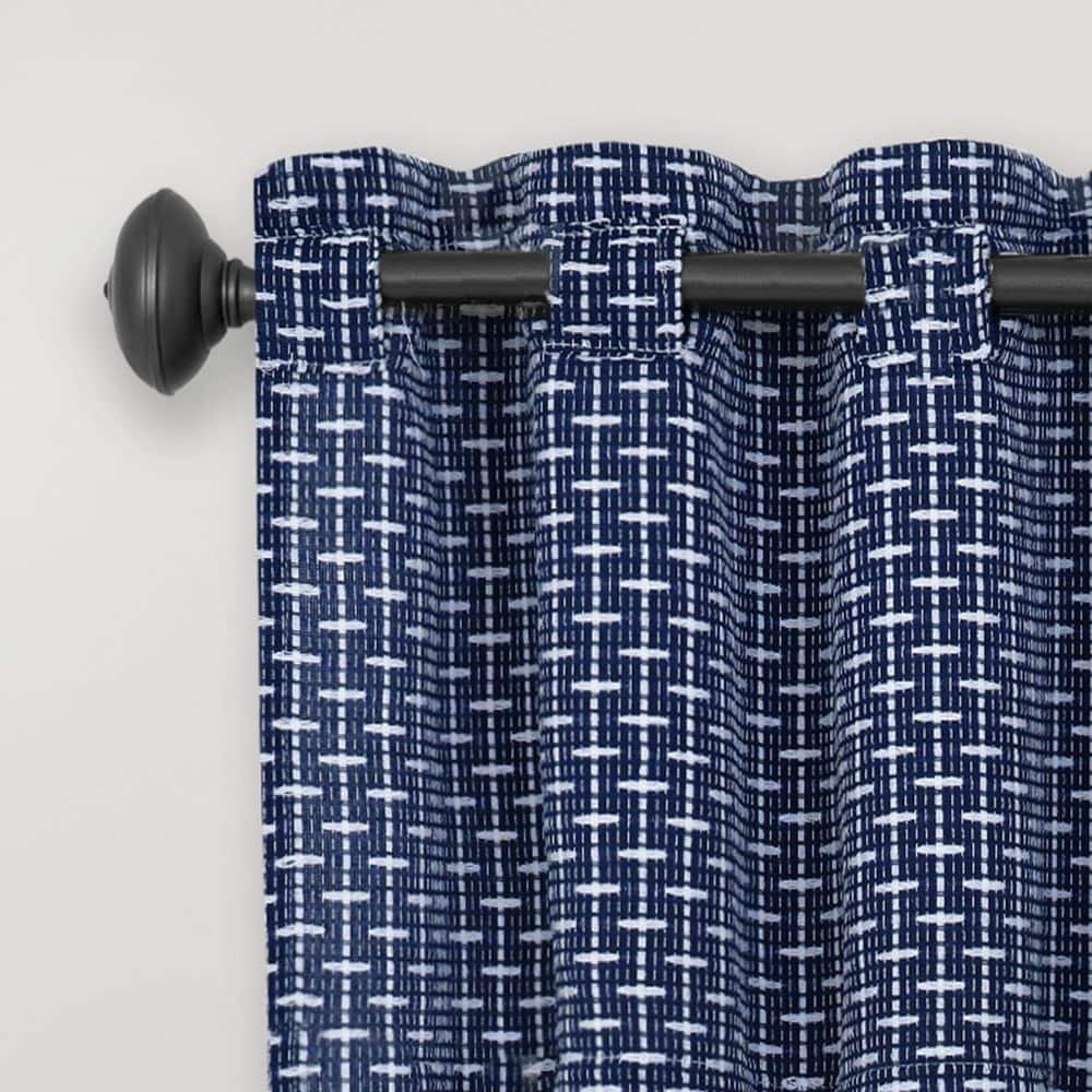 Navy Textured Light Filtering Rod Pocket Valance