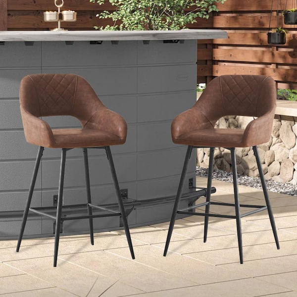 Brown velvet bar deals stools