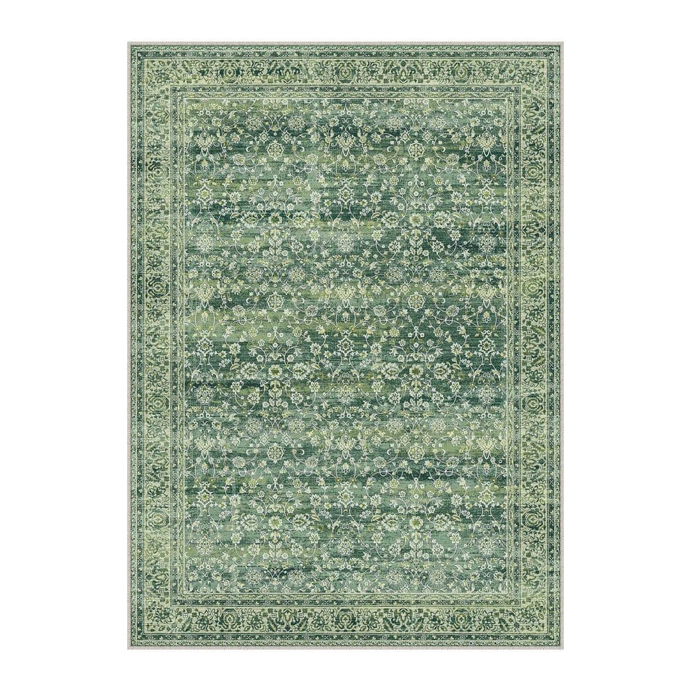 Vintage rug セール Vintage Washable Area Rug Non Slip Indoor Floral Print