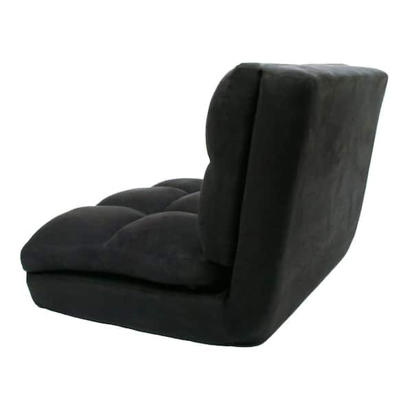 Loungie Microsuede Black Flip Floor Chair Convertible Lounger 