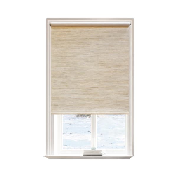 Lumi Beige Polyester 48 in.W x 72 in.L Light Filtering Cordless Natural Fabric Roller Shades