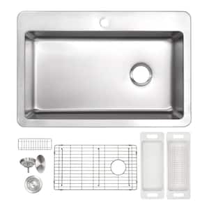 Offset Drain Kitchen Sink 16 Gauge Stainless Steel (33 in. x 22 in. Drop-In Top Mount)