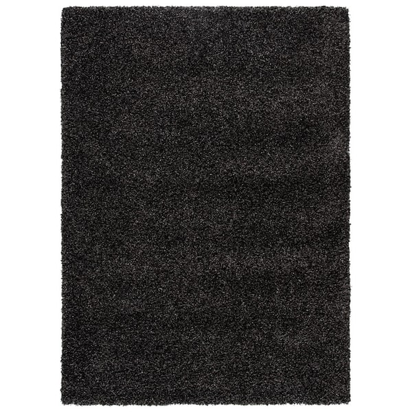 SAFAVIEH Evolution Shag Charcoal Doormat 3 ft. x 5 ft. Solid Area Rug
