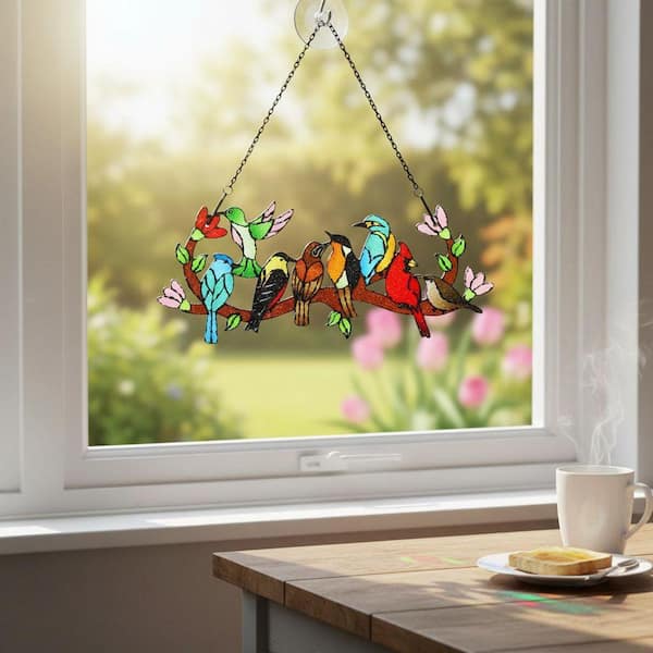 Colorful Stained Glass Bird Suncatcher YNLIN259 - The Home Depot