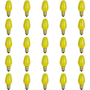 7-Watt C7 Small Night Light Yellow Colored Candelabra E12 Base Incandescent Light Bulb (25-Pack)