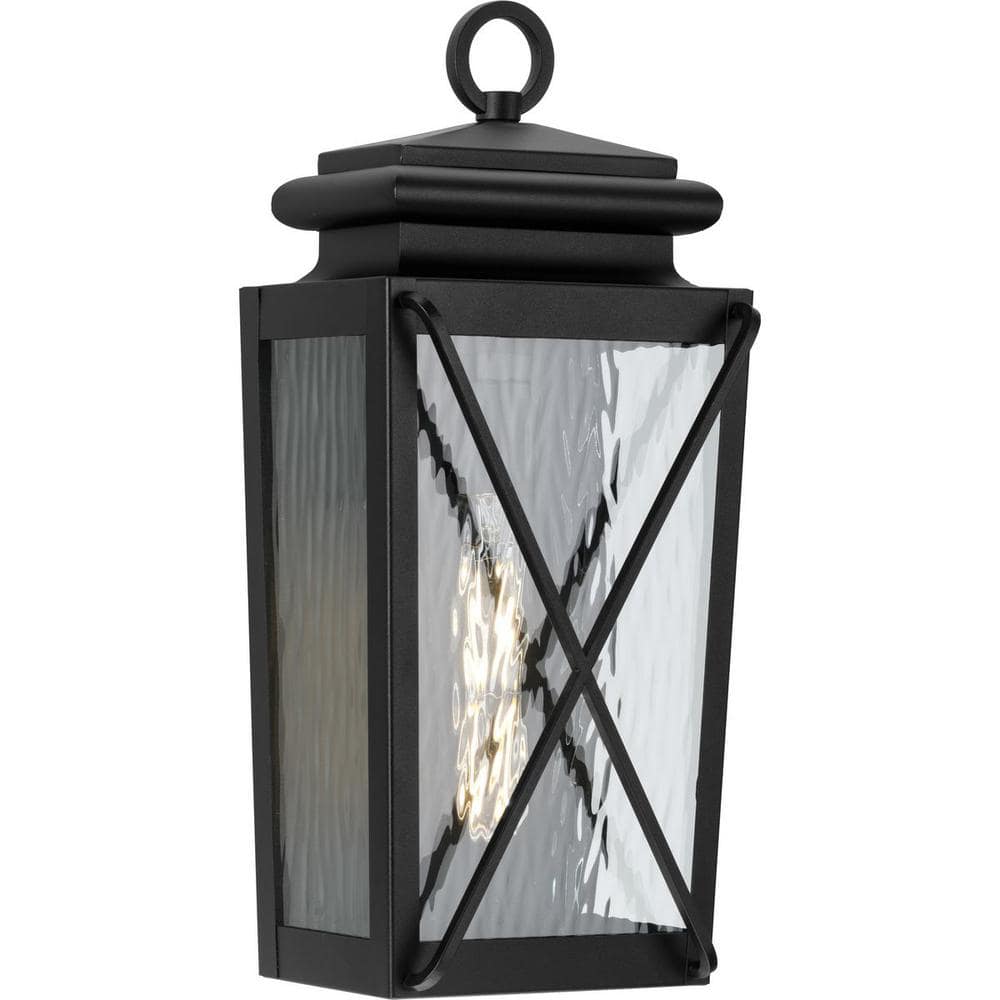 Wakeford Black Steel Outdoor Wall Lantern with Water Glass Shade