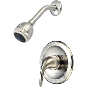 Accent 1-Handle Wall Mount Shower Faucet Trim Kit in Brushed Nickel 3 Function Showerhead (Valve not Included)