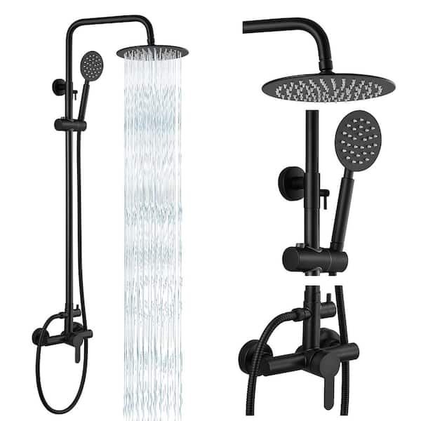Unbranded Outdoor Shower Fixture With Handheld Spray 8 in. Rainfall Shower head Single Handle High Pressure Hand Spray Wall Mount