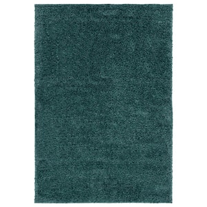 August Shag Green 4 ft. x 6 ft. Solid Area Rug