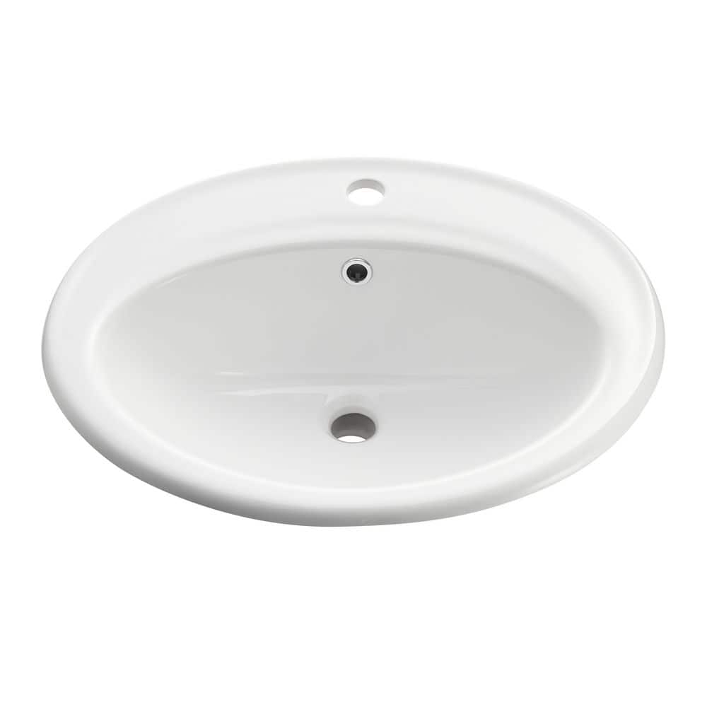 ANZZI Luna Series 19 in. Ceramic Drop-In Oval Bathroom Sink
