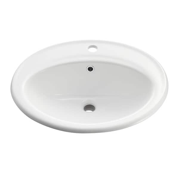 ANZZI Jack Series 21 in. Rectangular Ceramic Drop-In Bathroom Sink