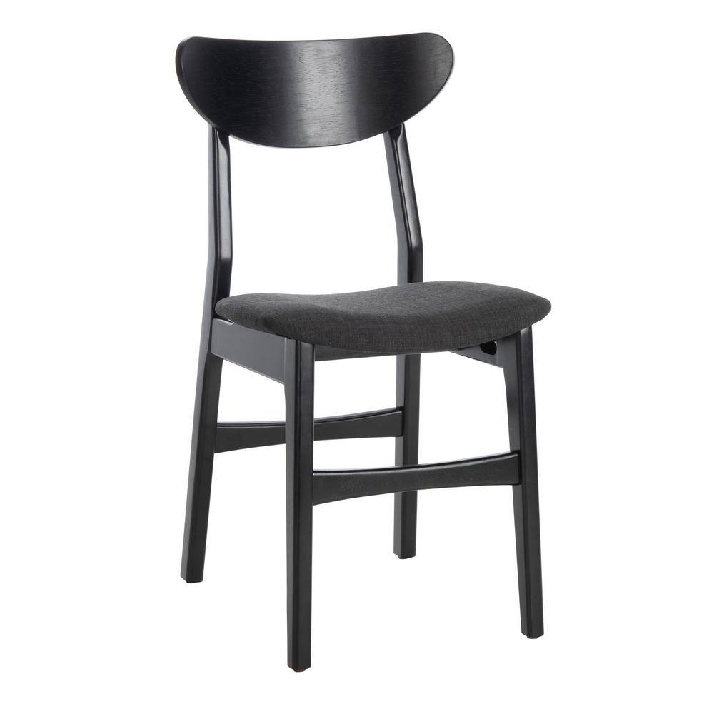 Transitional Black Wood Upholstered Side Chair Set of 2