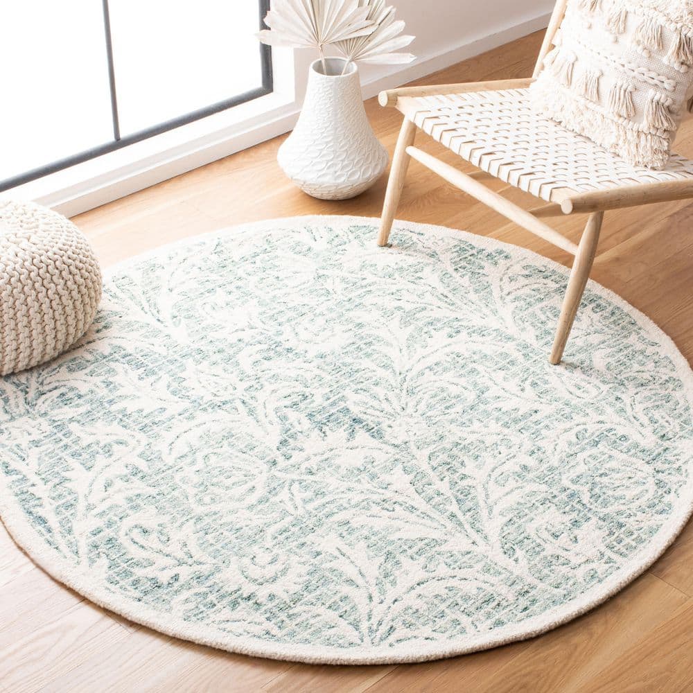 Micro-Loop 5 ft. x 5 ft. Round Gray/Ivory Border Leaves Area Rug price history on PriceWatchPro