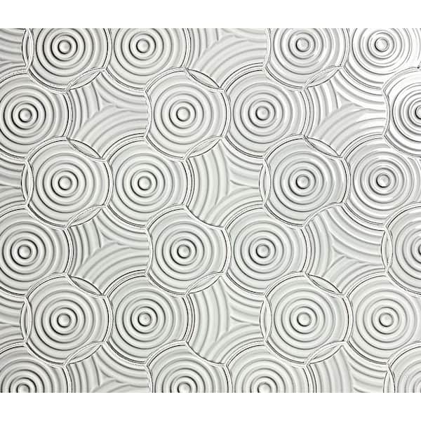 ABOLOS Monet White Sand Swirl Textured Circles Mosaic 8.25 in. x 14.75 in. Glazed Ceramic Wall Tile (7.2 sq. ft./Case)