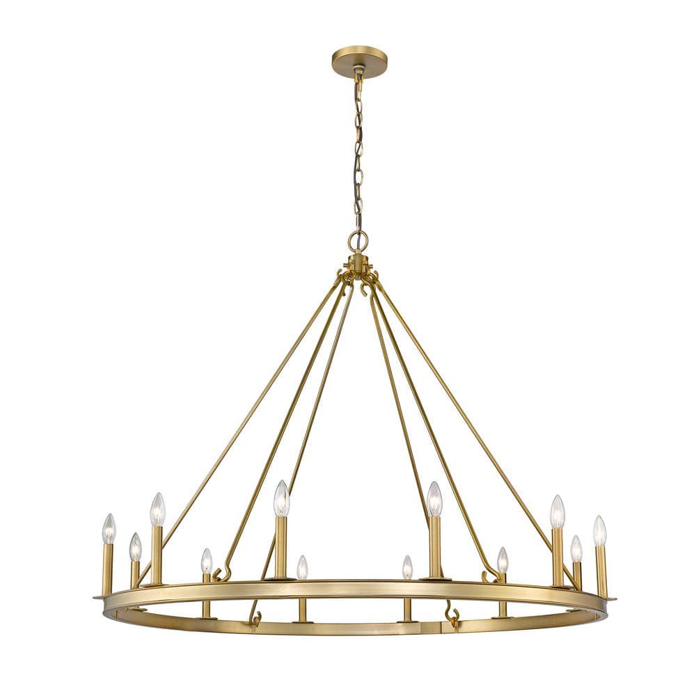 Barclay 12-Light Olde Brass Chandelier with No Shade