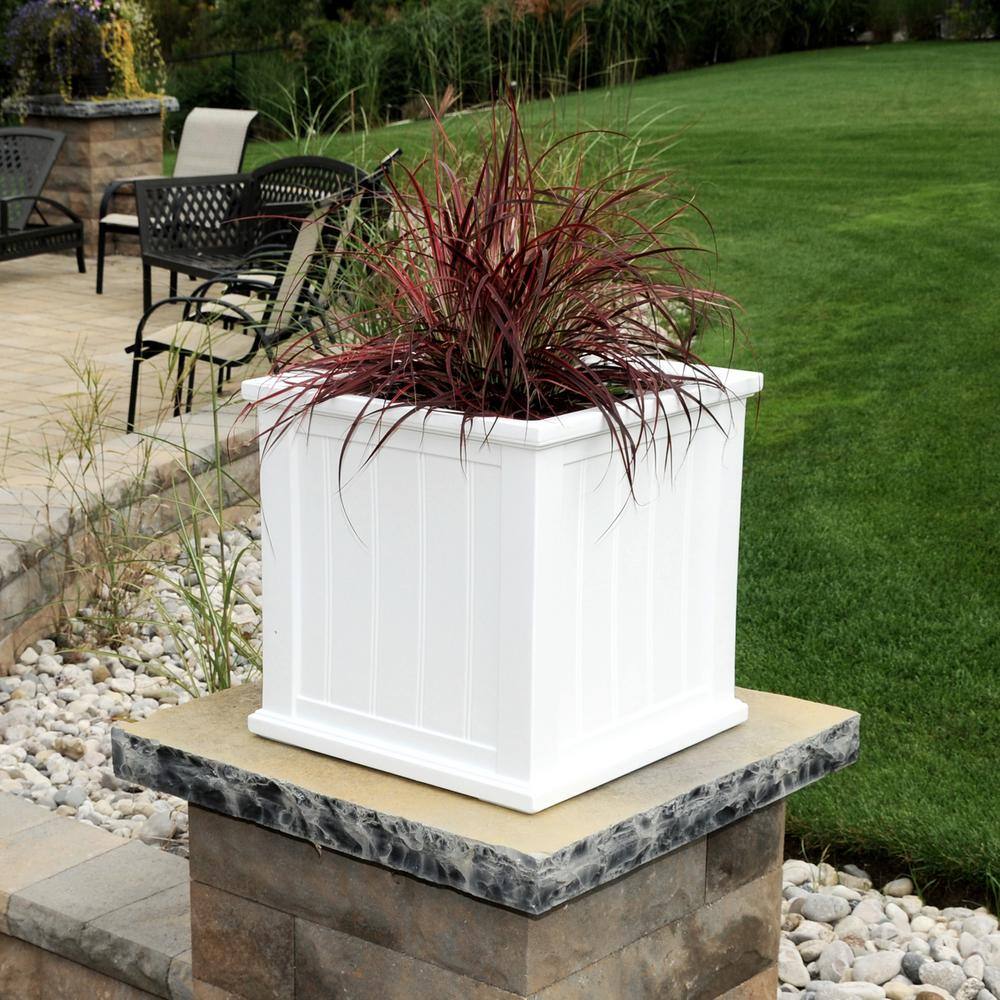 Cape Cod White 20" Square Polyethylene Outdoor Planter