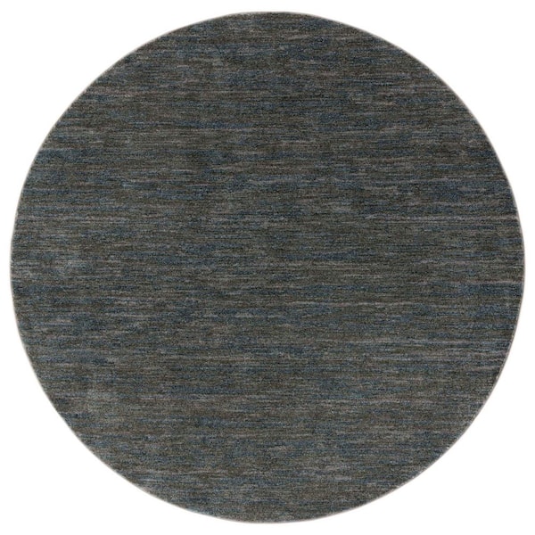 Lasa 4 ft. x 4 ft. Green/Gold Distressed Striped Round Area Rug
