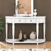 Harper & Bright Designs Retro 52 in. White Curved Wood Console Table ...