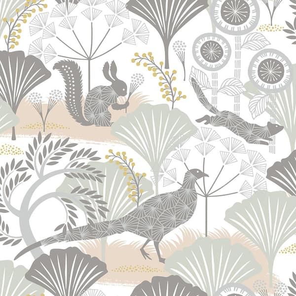 Brewster Skog Forest Neutral Woodland Neutral Wallpaper Sample