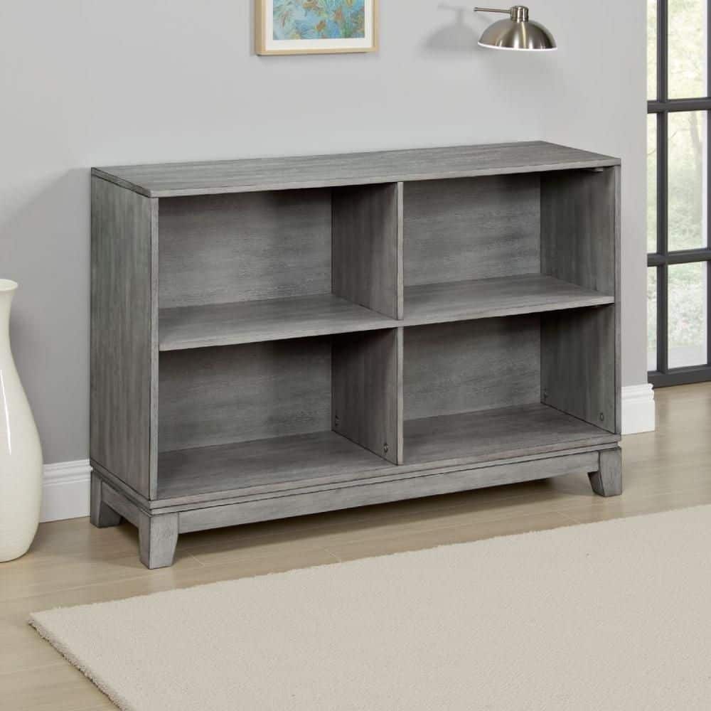 Benjara Thiem Cubby 30.5 in. Tall Gray Wood 4-Shelf Standard