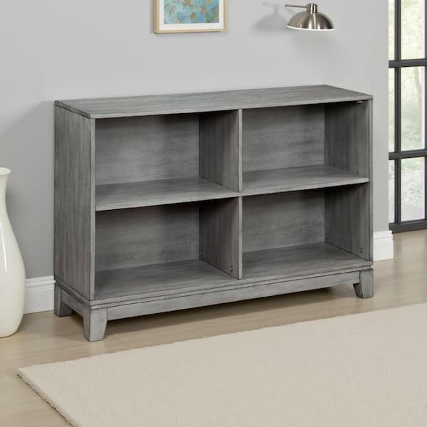 Thiem Cubby 30.5 in. Tall Gray Wood 4-Shelf Standard Bookcase with Cube Type Bookcase