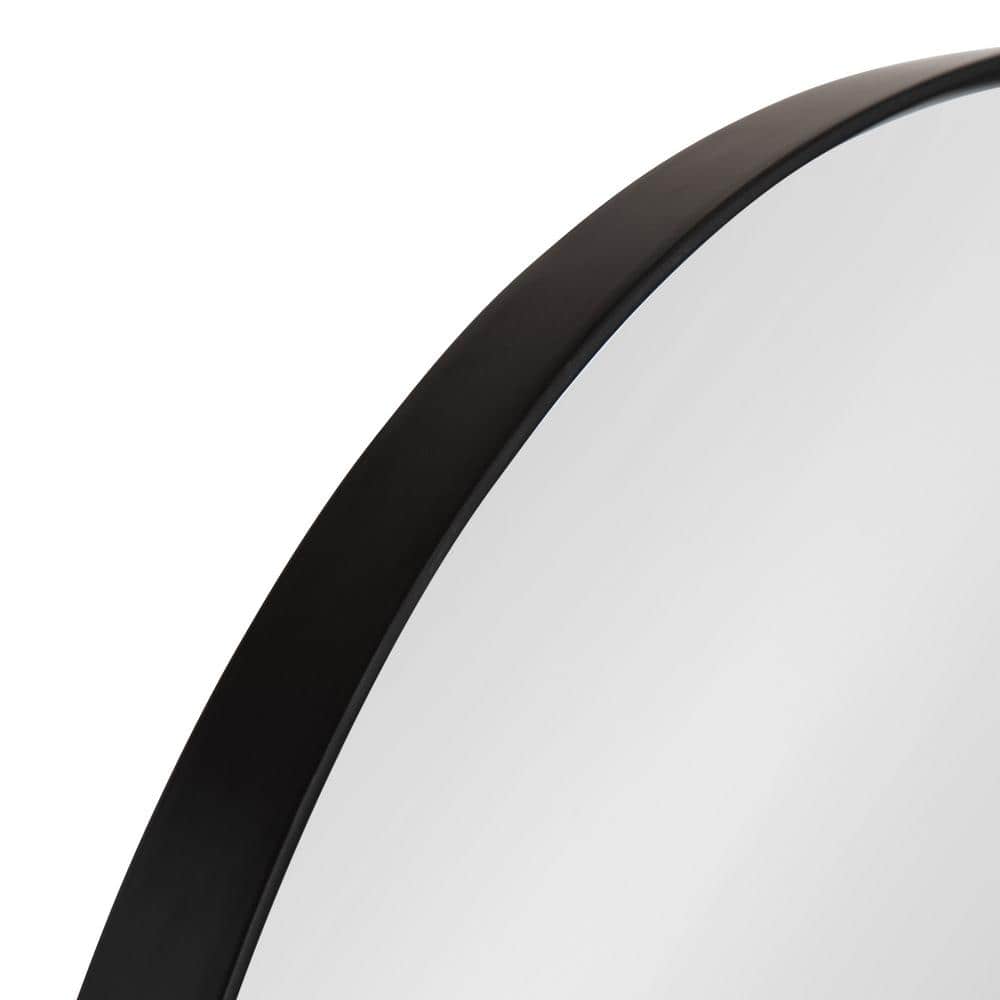 Chadwin Natural Black 20" x 34" Arched Wall Mirror with Mango Wood Shelf