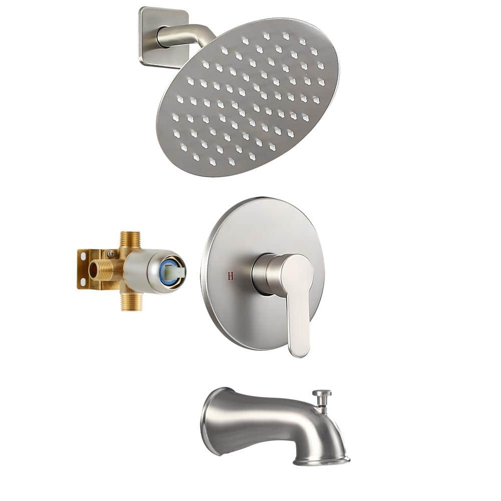 Single Handle 2-Spray Tub and Shower Faucet 1.8 GPM in Brushed Nickel (Valv