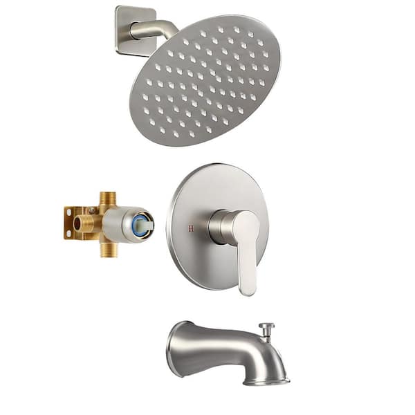 AKLFGN Single Handle 2-Spray Tub and Shower Faucet 1.8 GPM in Brushed Nickel (Valve Included)