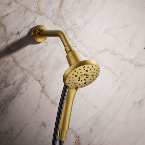 Claro 3-Spray Wall Mount Handheld Shower Head 1.75 GPM in Vibrant Brushed Moderne Brass